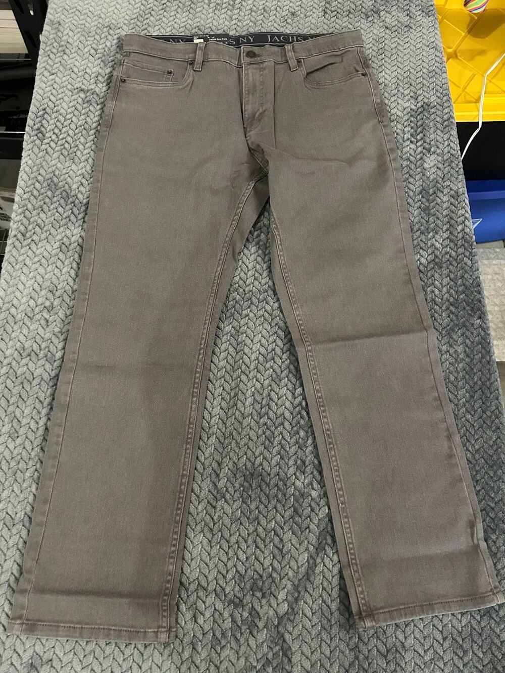 NWT JACHS New York Straight Fit Jeans Mens 36x30 Olive Flex Waistband 5 Pocket
